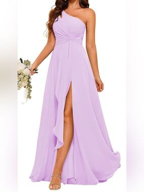 M - Raseal One Shoulder Chiffon Bridesmaid Dress